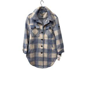 Koolaburra By UGG Blue & White Plaid Faux Fur Shacket Jacket M NWT